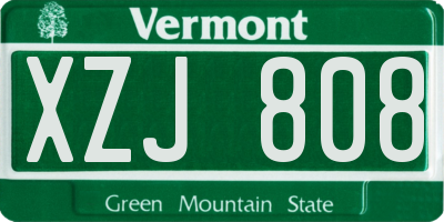VT license plate XZJ808