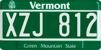 VT license plate XZJ812