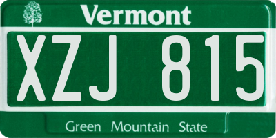 VT license plate XZJ815