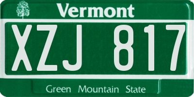 VT license plate XZJ817