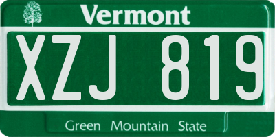 VT license plate XZJ819