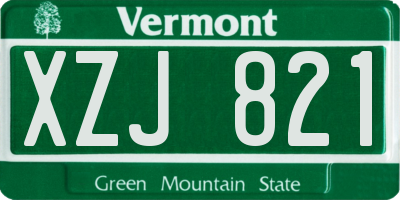 VT license plate XZJ821
