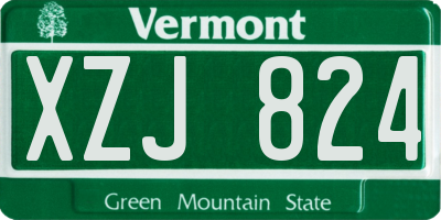 VT license plate XZJ824