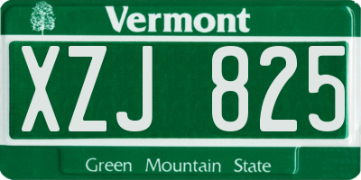 VT license plate XZJ825