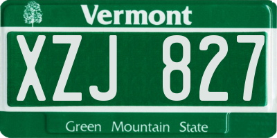 VT license plate XZJ827