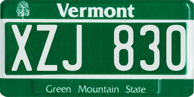 VT license plate XZJ830