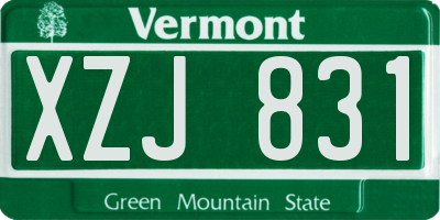 VT license plate XZJ831