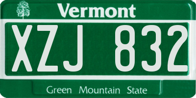 VT license plate XZJ832