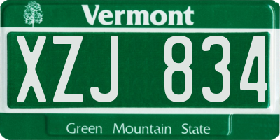 VT license plate XZJ834