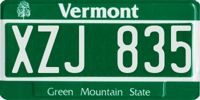 VT license plate XZJ835