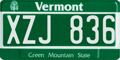 VT license plate XZJ836