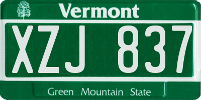 VT license plate XZJ837