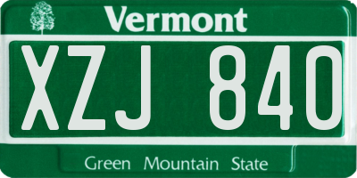VT license plate XZJ840