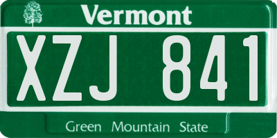 VT license plate XZJ841