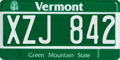VT license plate XZJ842