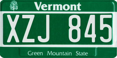 VT license plate XZJ845