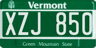 VT license plate XZJ850