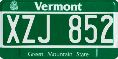 VT license plate XZJ852