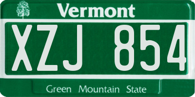 VT license plate XZJ854