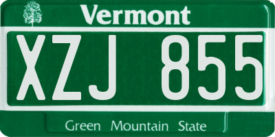 VT license plate XZJ855