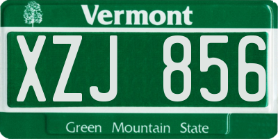 VT license plate XZJ856