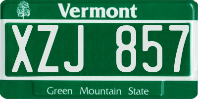 VT license plate XZJ857