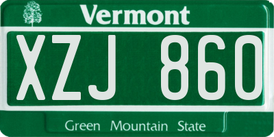 VT license plate XZJ860