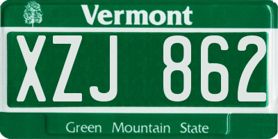 VT license plate XZJ862