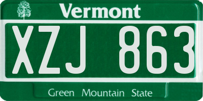 VT license plate XZJ863