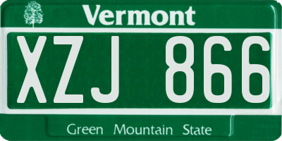 VT license plate XZJ866
