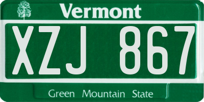 VT license plate XZJ867