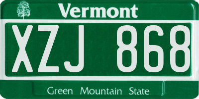 VT license plate XZJ868