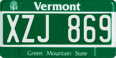 VT license plate XZJ869