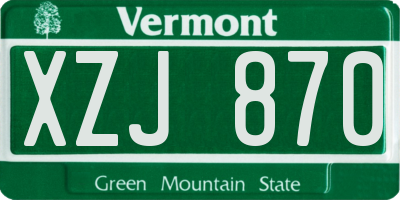 VT license plate XZJ870