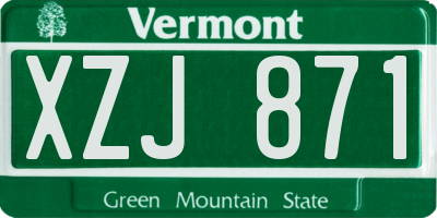 VT license plate XZJ871