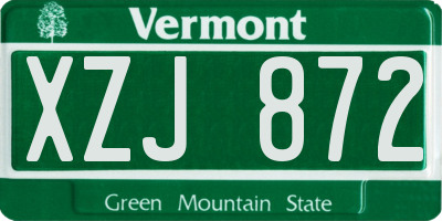 VT license plate XZJ872