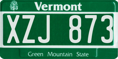VT license plate XZJ873