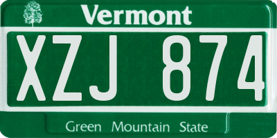 VT license plate XZJ874