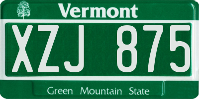 VT license plate XZJ875