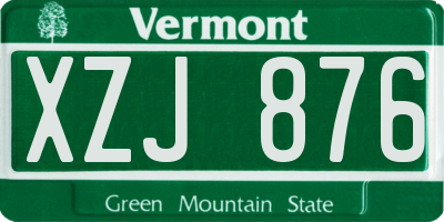 VT license plate XZJ876