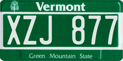 VT license plate XZJ877