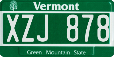VT license plate XZJ878