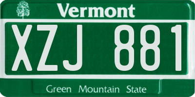 VT license plate XZJ881