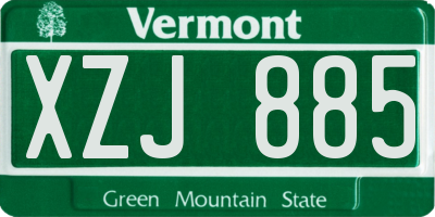 VT license plate XZJ885