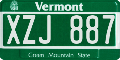 VT license plate XZJ887