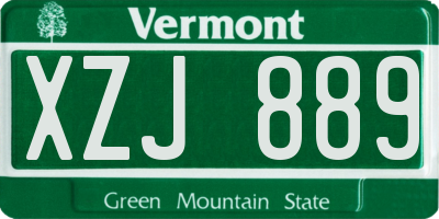 VT license plate XZJ889