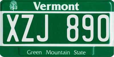 VT license plate XZJ890