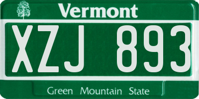 VT license plate XZJ893