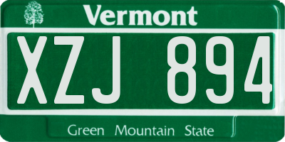 VT license plate XZJ894