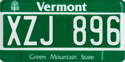 VT license plate XZJ896